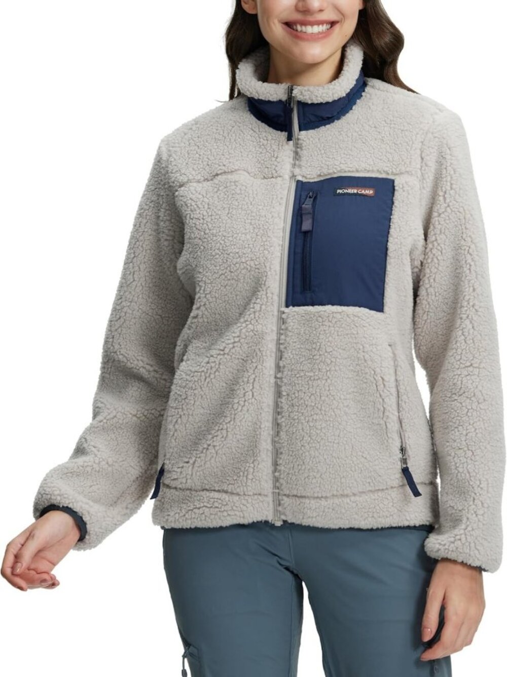 Cozy Women's Fuzzy Fleece Jacket - Warm Full Zip Coat with Pockets for Casual
